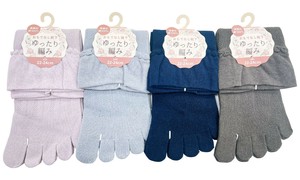 【春夏新作】【小さめ22-24cm】婦人メッシュラインゆったり5指クルーソックス