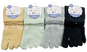 【春夏新作】【小さめ22-24cm】婦人フラワーメッシュゆったり5指クルーソックス