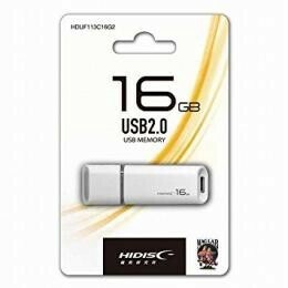 HIDISC（磁気研究所）USBメモリ 2.0 フラッシュドライブ 16GB 白 キャップ式