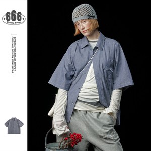 P21241 メンズ ワイシャツ  2025春夏新作 半袖  トップス ストライプ レトロ ファッション 韓国風