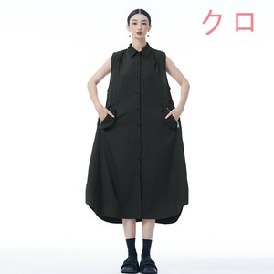 u27364 レディース トップス シャツワンピース ロング丈 2色 ノースリーブ カジュアル 2025春夏新作