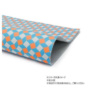 大判切り革 キュービック(プリント加工) ブルー×オレンジ 1枚 Pkawa105-2/1-01