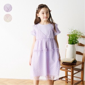 Kids' Casual Dress Heart-Patterned Short Sleeve Dress 100% Cotton Tulle Camisole