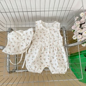 Baby Dress/Romper Check Pattern Floral Pattern Rompers Set of 2 2-colors