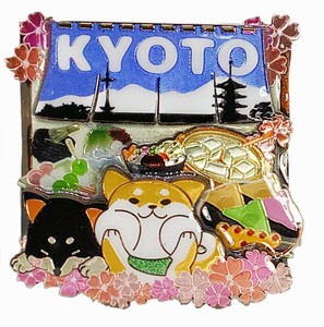 【木製ホイルマグネット】柴犬グルメ(京都)