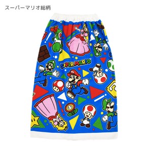 【ラップタオル】スーパーマリオ　総柄　綿100％　 巻きタオル80cm