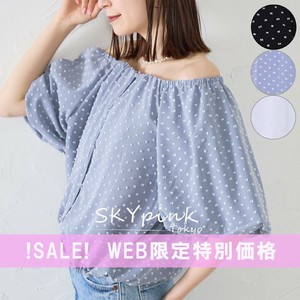 【WEB限定特別価格】2WAYドットジャガードボリュームスリーブシャツブラウス　 skypink東京