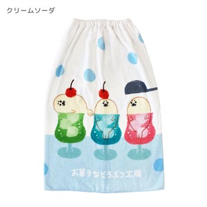 【ラップタオル】お菓子などうぶつ工房　クリームソーダ　綿100％　 巻きタオル80cm