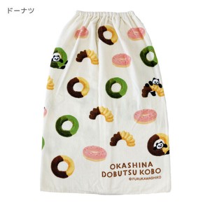 【ラップタオル】お菓子などうぶつ工房　ドーナッツで遊びたい　綿100％　 巻きタオル80cm