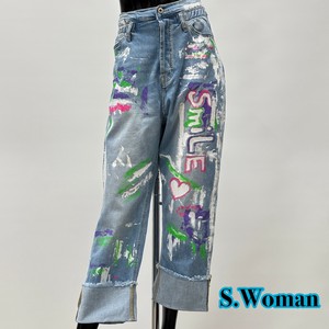 【中国/イタリア企画】SmiLE・ハート ペイントリメイクデニムパンツ S.Woman