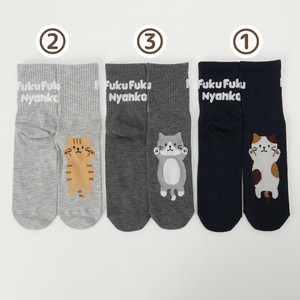 ふくふくにゃんこ  バックロゴクルーソックス 　猫/ギフト/靴下/レディース