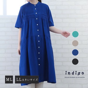 洋装/连衣裙 靛蓝 Design 棉 细褶 春夏