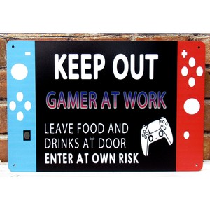 ティン 看板 A4 ブリキ ガレージ ゲーム KEEPOUT インテリア ディスプレイ アメリカン雑貨