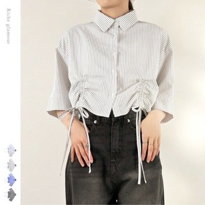 2025年新商品 衬衫 五分袖 色织 七分长度 竖纹