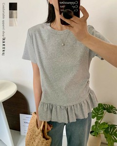 T-shirt T-Shirt Summer Short Sleeve Hem Flare Cotton Peplum