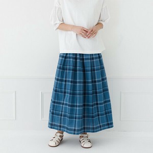 【2025春夏新作 kermu】10854 コットンリネン チェック タックスカート 裏地付き