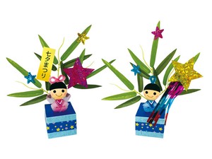 【日本製】織姫彦星スタンド2個セット　七夕飾り【店舗装飾】