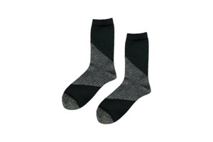 FAKUI　GLITTER COLOR BLOCK SOCKS　BLACK×SILVER　ラメ切り替えソックス
