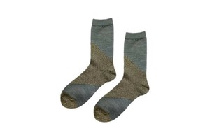 FAKUI　GLITTER COLOR BLOCK SOCKS　GRAY×GOLD　ラメ切り替えソックス