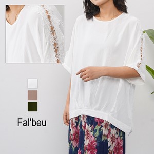 【新作】レーススリーブカットソー　レーヨン混　3色展開