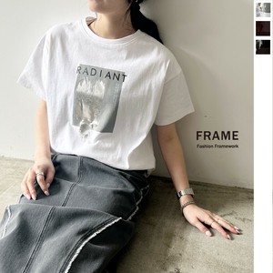 【2025新作予約】綿100スクエア箔プリントTシャツ