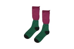 FAKUI  SWITCHING 3COLOR SOCKS　PINK×GREEN　配色3カラーソックス