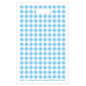 ポリ手提げ ブルーチェックワッフルバッグ-4(100枚) ヘッズ