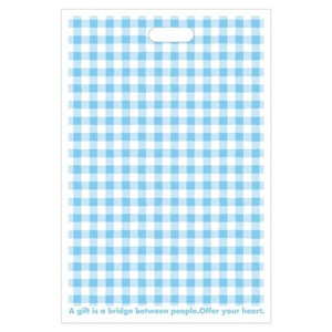 ポリ手提げ ブルーチェックワッフルバッグ-3(100枚) ヘッズ