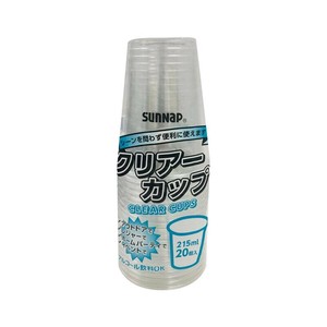 プラコップ WHクリアーカップ 215ML 20個 サンナップ