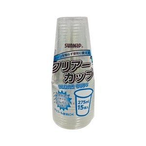 プラコップ WHクリアーカップ 275ML 15個 サンナップ