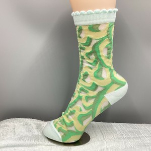 靴下　クルーソックス　レディース　シースルー　フリル