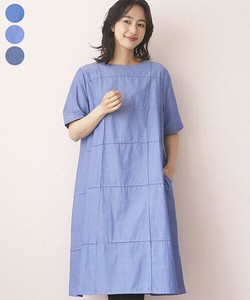 2025年新商品 洋装/连衣裙 切换 钱布雷布 A字 半袖洋装/连衣裙