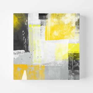 正方形キャンバスパネル 【 yellow  abstract B 】北欧　アブストラクト　アートパネル　抽象画 　イエロー