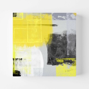 正方形キャンバスパネル 【 yellow  abstract C 】北欧　アブストラクト　アートパネル　抽象画 　イエロー