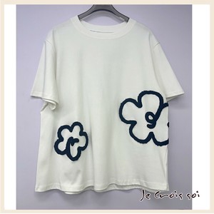 11920 フラワーアクセント Tシャツ　レディス