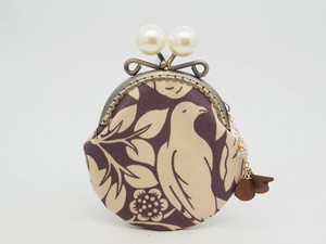 Pouch Gamaguchi Purple Coin Purse Flowers