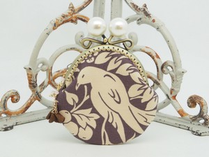 Pouch Gamaguchi Purple Coin Purse Flowers