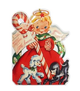 【9月上旬入荷予定】メタルダイカット　ポストカード　 X'masエンジェル＆ドッグ