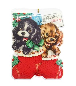 【9月上旬入荷予定】メタルダイカット　ポストカード　 X'masツインドッグス