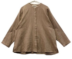 Button Shirt/Blouse Double Gauze Short Sleeve
