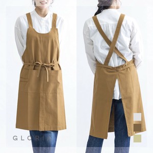 【即納】キャンバス　無地×ステッチ 肩紐エプロン　キッチン雑貨　ナチュラル　カフェ