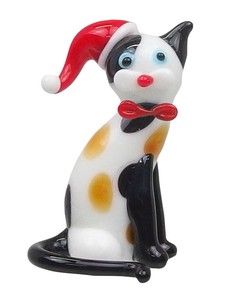 【9月下旬入荷予定】ガラスクリスマス　ミケネコ