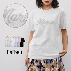 【新作】Maria立体刺繍スパンコールロゴTシャツ　　カットソー　コットン　　5色展開