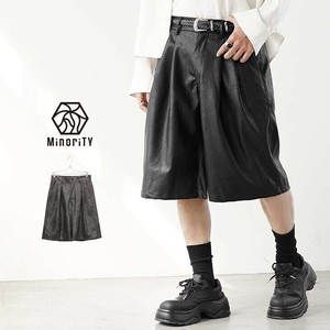 【2025年春の新作】ヴィンテージレザーライク PU ハーフパンツ ショートパンツ／MinoriTY