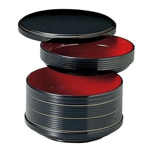 福井クラフト　多用飯器(大)黒金ライン2段 31000195
