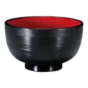 福井クラフト　TA4.5寸布目乱筋丼 黒内朱 41000580