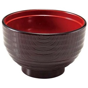 福井クラフト　耐熱10.5段付スタック木目汁椀 新溜内朱 30120422
