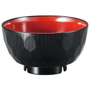 福井クラフト　耐熱ピース亀甲汁碗　黒内朱天黒 30004160