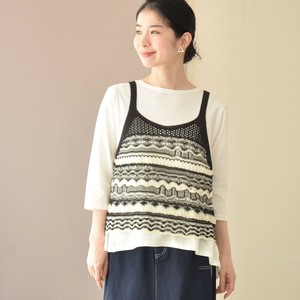 【2025年5月売れ筋商品】【日本製】和紙xラメすかし柄ショートニットベスト（D8-571V）