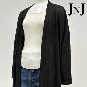【イタリア製】JNJ リネン 裾サイドスリット セミロングカーディガン（2025春夏）
